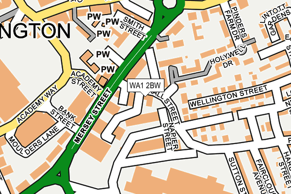 WA1 2BW map - OS OpenMap – Local (Ordnance Survey)