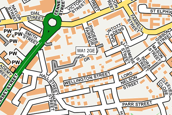 WA1 2GE map - OS OpenMap – Local (Ordnance Survey)