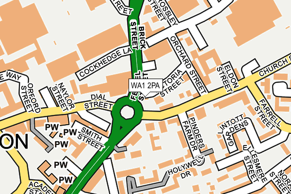 WA1 2PA map - OS OpenMap – Local (Ordnance Survey)