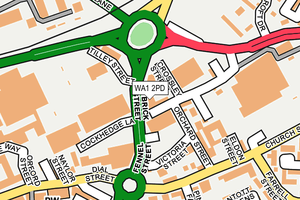 WA1 2PD map - OS OpenMap – Local (Ordnance Survey)
