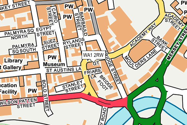 WA1 2RW map - OS OpenMap – Local (Ordnance Survey)