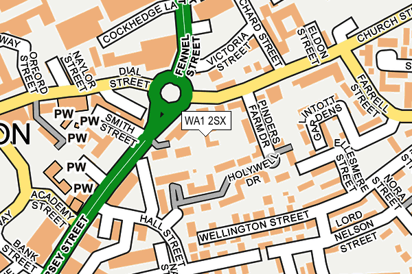 WA1 2SX map - OS OpenMap – Local (Ordnance Survey)