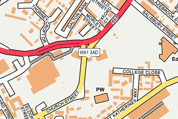 WA1 3AD map - OS OpenMap – Local (Ordnance Survey)