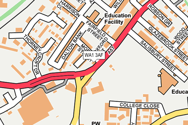 WA1 3AF map - OS OpenMap – Local (Ordnance Survey)
