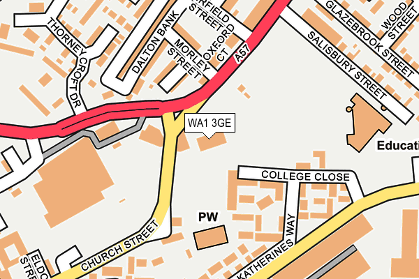 WA1 3GE map - OS OpenMap – Local (Ordnance Survey)