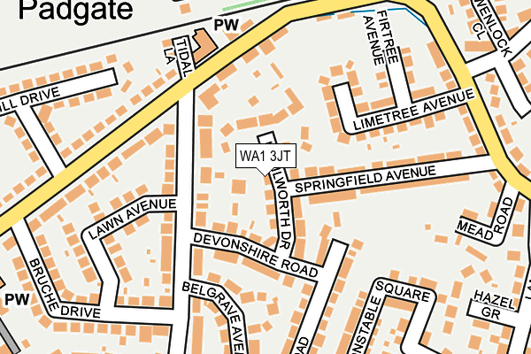 WA1 3JT map - OS OpenMap – Local (Ordnance Survey)