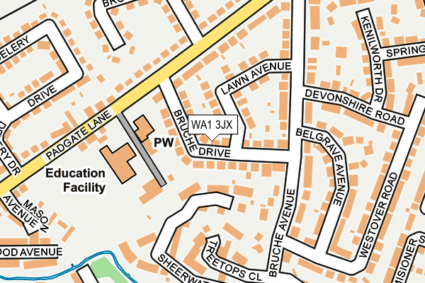 WA1 3JX map - OS OpenMap – Local (Ordnance Survey)