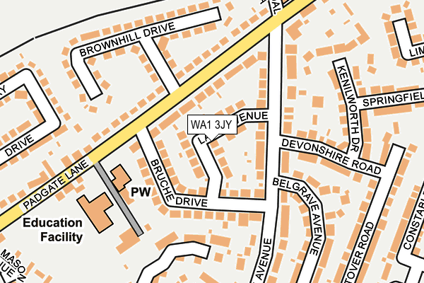 WA1 3JY map - OS OpenMap – Local (Ordnance Survey)