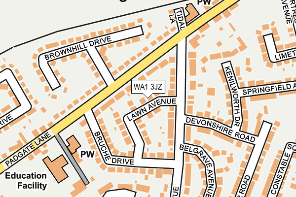 WA1 3JZ map - OS OpenMap – Local (Ordnance Survey)