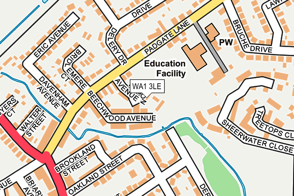 WA1 3LE map - OS OpenMap – Local (Ordnance Survey)