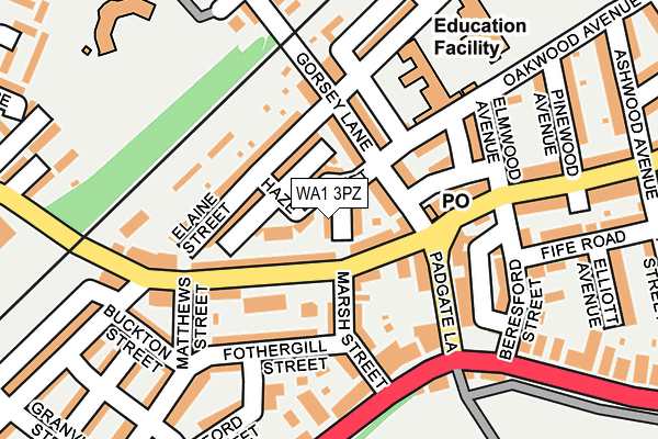 WA1 3PZ map - OS OpenMap – Local (Ordnance Survey)