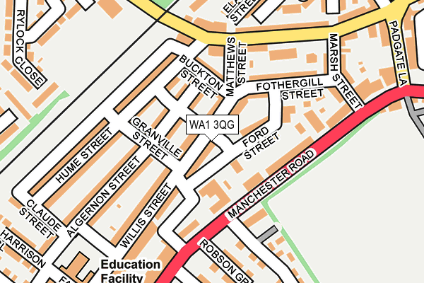 WA1 3QG map - OS OpenMap – Local (Ordnance Survey)