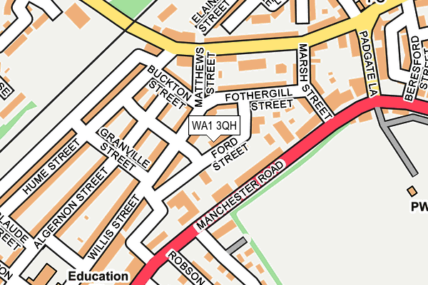 WA1 3QH map - OS OpenMap – Local (Ordnance Survey)