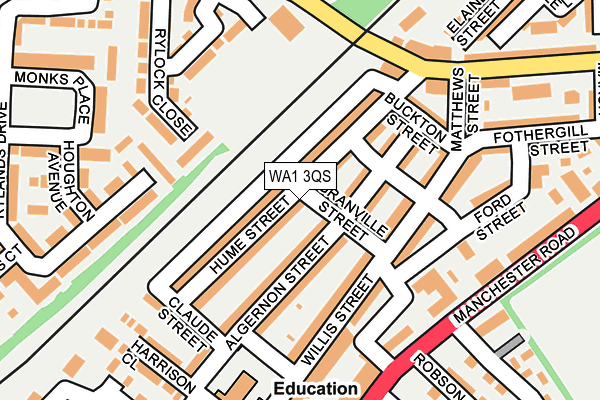 WA1 3QS map - OS OpenMap – Local (Ordnance Survey)