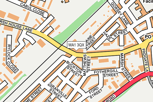 WA1 3QX map - OS OpenMap – Local (Ordnance Survey)