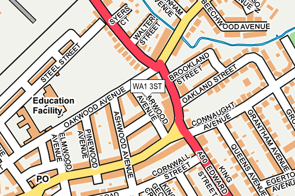 WA1 3ST map - OS OpenMap – Local (Ordnance Survey)