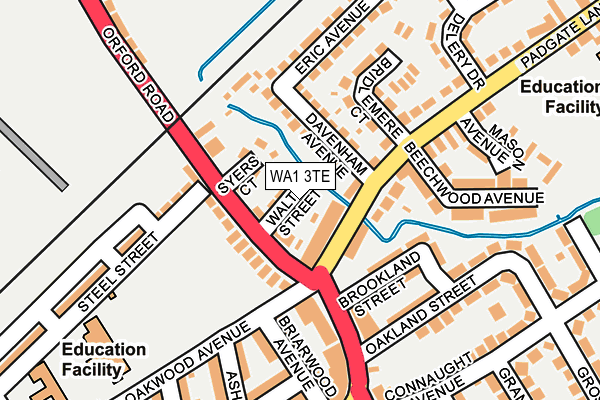 WA1 3TE map - OS OpenMap – Local (Ordnance Survey)