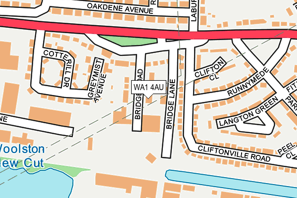 WA1 4AU map - OS OpenMap – Local (Ordnance Survey)