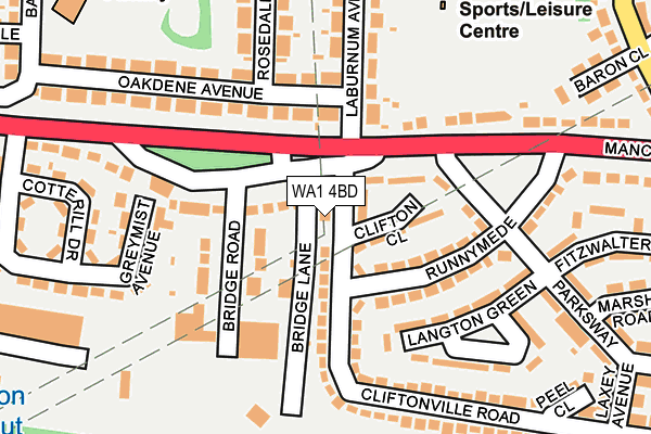 WA1 4BD map - OS OpenMap – Local (Ordnance Survey)