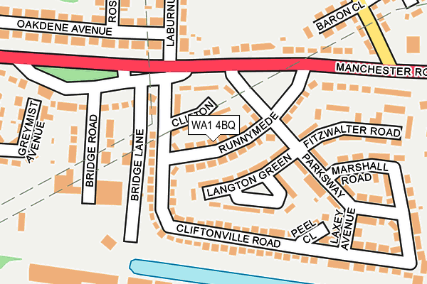 WA1 4BQ map - OS OpenMap – Local (Ordnance Survey)