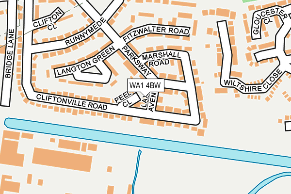 WA1 4BW map - OS OpenMap – Local (Ordnance Survey)