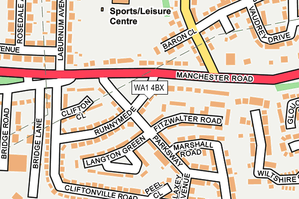 WA1 4BX map - OS OpenMap – Local (Ordnance Survey)
