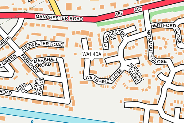 WA1 4DA map - OS OpenMap – Local (Ordnance Survey)