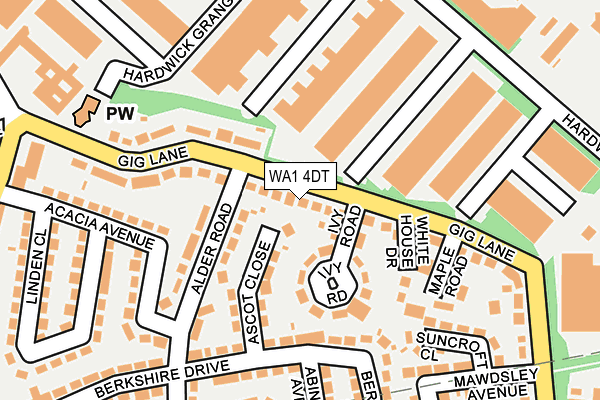 WA1 4DT map - OS OpenMap – Local (Ordnance Survey)