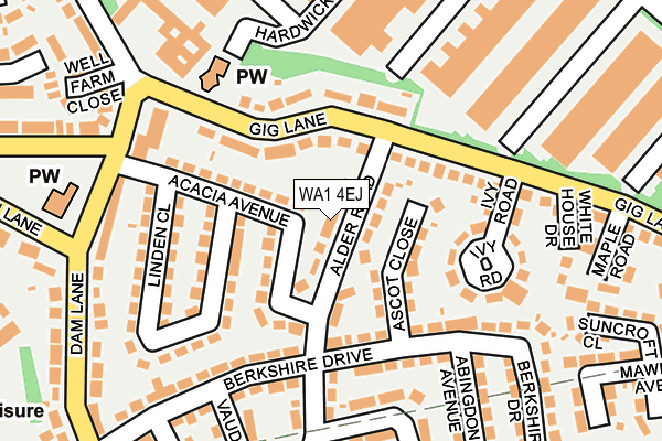 WA1 4EJ map - OS OpenMap – Local (Ordnance Survey)