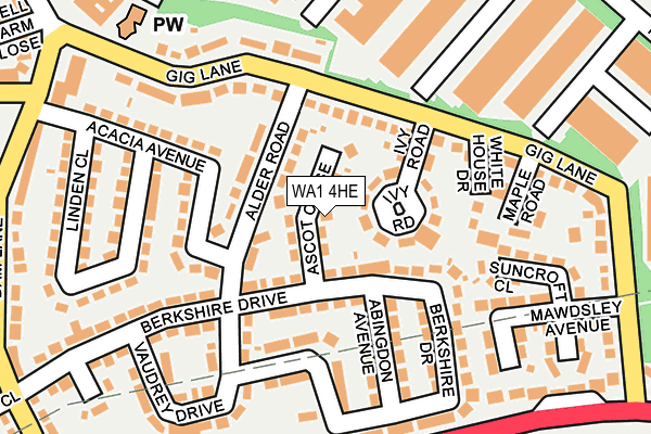 WA1 4HE map - OS OpenMap – Local (Ordnance Survey)