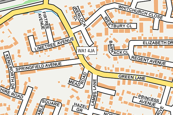 WA1 4JA map - OS OpenMap – Local (Ordnance Survey)