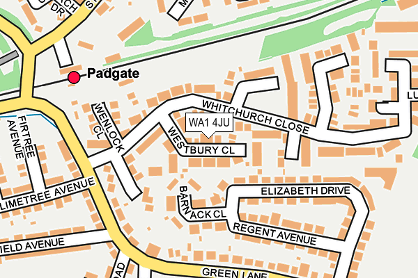 WA1 4JU map - OS OpenMap – Local (Ordnance Survey)