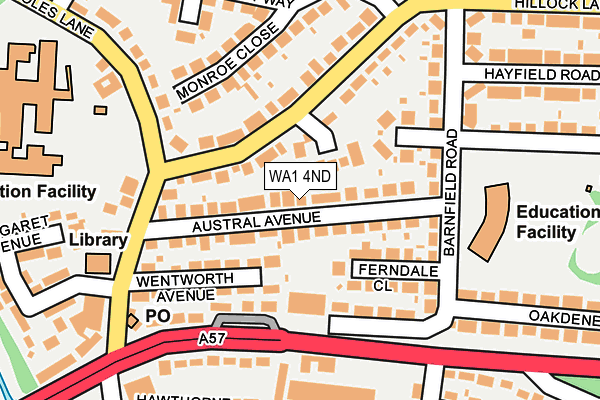 WA1 4ND map - OS OpenMap – Local (Ordnance Survey)