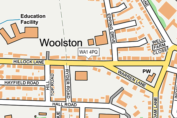 WA1 4PQ map - OS OpenMap – Local (Ordnance Survey)