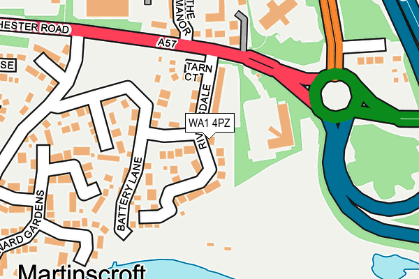 WA1 4PZ map - OS OpenMap – Local (Ordnance Survey)