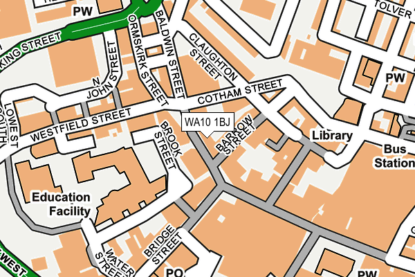 WA10 1BJ map - OS OpenMap – Local (Ordnance Survey)