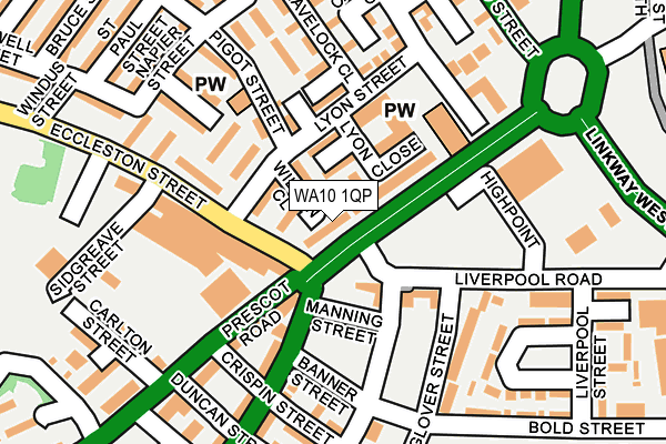 WA10 1QP map - OS OpenMap – Local (Ordnance Survey)