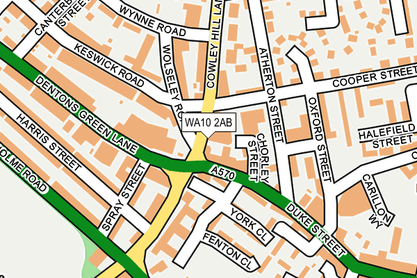 WA10 2AB map - OS OpenMap – Local (Ordnance Survey)