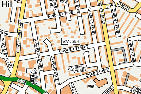 WA10 2BH map - OS OpenMap – Local (Ordnance Survey)