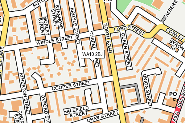 WA10 2BJ map - OS OpenMap – Local (Ordnance Survey)