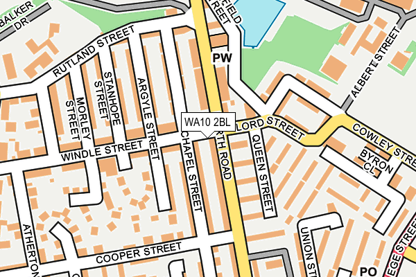 WA10 2BL map - OS OpenMap – Local (Ordnance Survey)