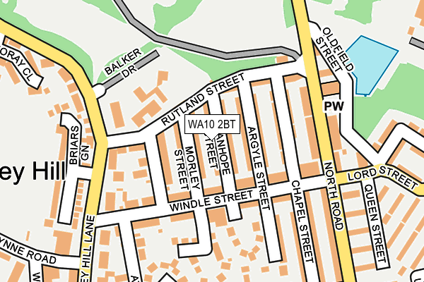 WA10 2BT map - OS OpenMap – Local (Ordnance Survey)