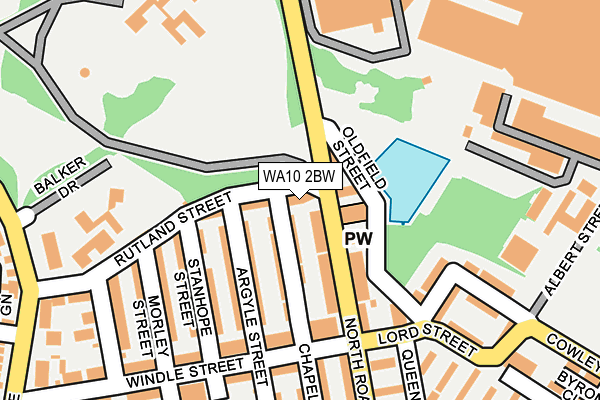 WA10 2BW map - OS OpenMap – Local (Ordnance Survey)