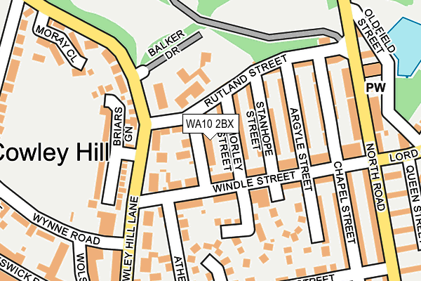 WA10 2BX map - OS OpenMap – Local (Ordnance Survey)