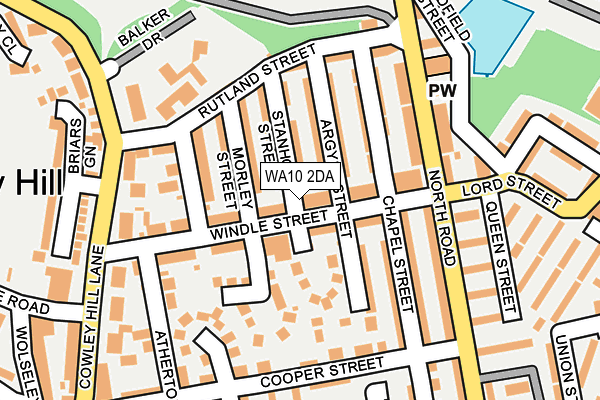 WA10 2DA map - OS OpenMap – Local (Ordnance Survey)