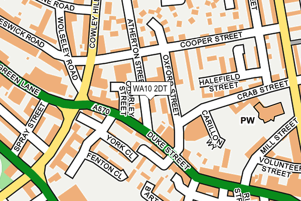 WA10 2DT map - OS OpenMap – Local (Ordnance Survey)