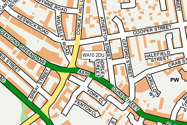 WA10 2DU map - OS OpenMap – Local (Ordnance Survey)
