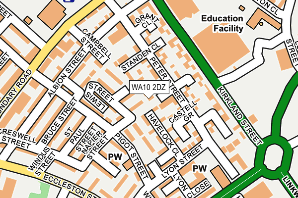 WA10 2DZ map - OS OpenMap – Local (Ordnance Survey)