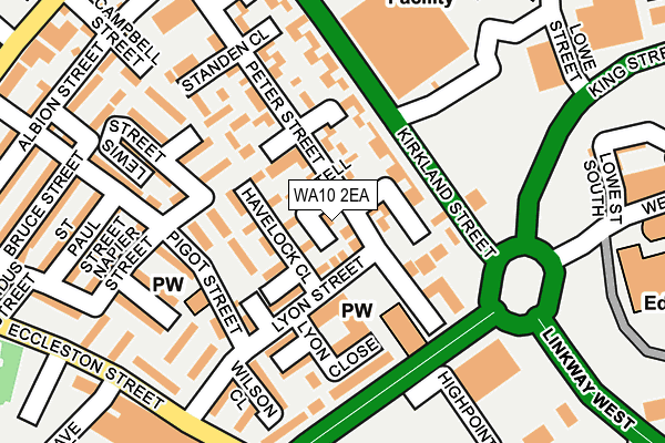 WA10 2EA map - OS OpenMap – Local (Ordnance Survey)