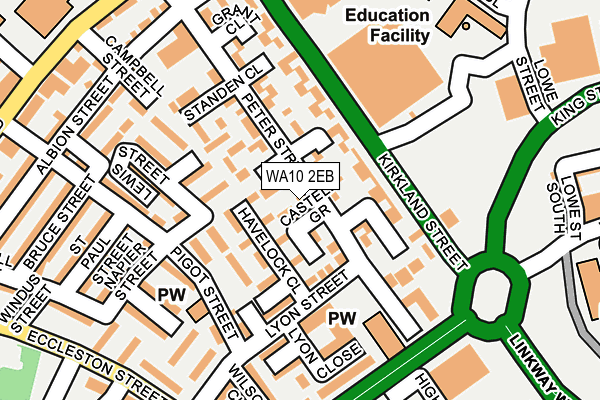 WA10 2EB map - OS OpenMap – Local (Ordnance Survey)